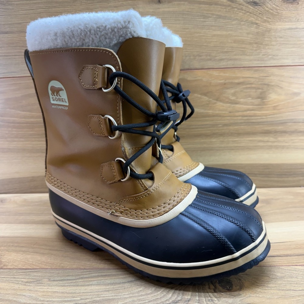 Sorel Yoot Pac Snow Boots Youth Big Kids 6 Tan Black Sherpa Outdoor Insulated
